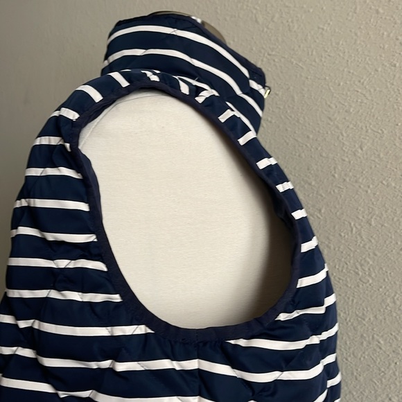 J. Crew Navy & White Striped, Mixed Blend Down Feather Puffer Vest - Picture 8 of 15
